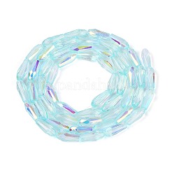 ABカラーメッキ透明ガラスティアドロップビーズ連売り  多面カット  ライトシアン  8.5~9x4~4.5mm  穴：0.8~0.9mm  約55~56個/連  19.29~19.96''（49~50.7センチメートル）&nbsp;EGLA-T029-08C