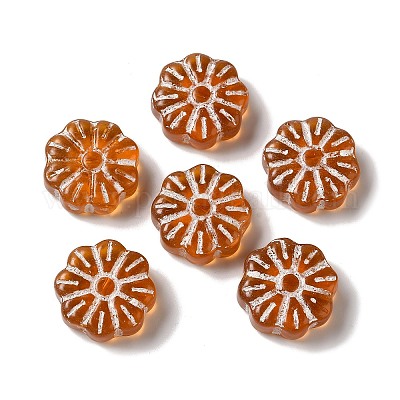 透明なランプワークビーズ  花  ペルー  15x6mm  穴：1mm  約48~58個/100g&nbsp;LAMP-P065-03A-03-1