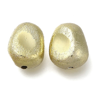 UVメッキ CCB プラスチックビーズ  テクスチャー  オーバル  シャンパンゴールド  15.5x12x10mm  穴：2mm&nbsp;CCB-D008-05G-1