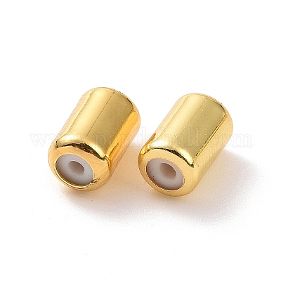 真鍮ビーズ  ゴム入り  コラム  スライダービーズ  18KGP本金メッキ  8x5mm  穴：2mm&nbsp;KK-WH0052-01C-1