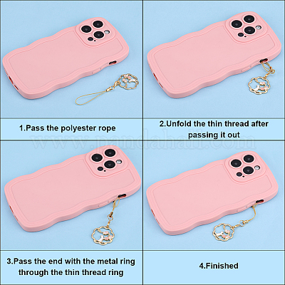 Polyester Cord Mobile Straps&nbsp;FIND-WH0050-40B-1