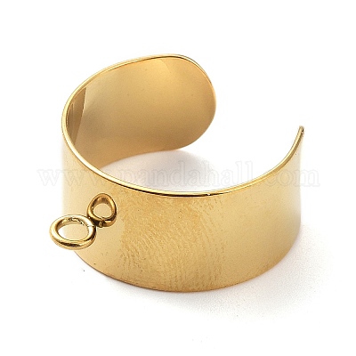 Ion Plating(IP) 304 Stainless Steel Open Cuff Finger Ring Components&nbsp;STAS-WH0029-40B-G-1