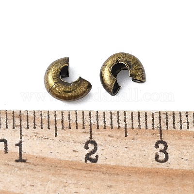 アイアン製つぶし玉カバーカシメ玉カバー  アンティークブロンズカラー  サイズ：直径約5mm  穴：1.5~1.8mm&nbsp;IFIN-H030-AB-1