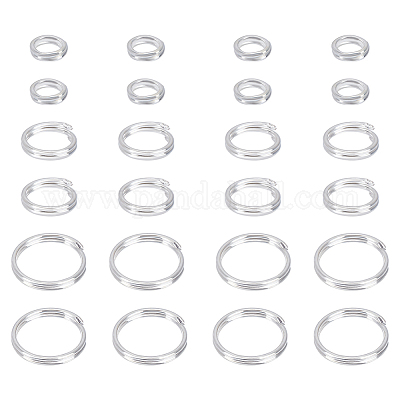 24個、3つのスタイル、925つのスターリングシルバースプリットリング  ダブルループリング  銀  4~8x1.3~2mm(22ゲージ～12ゲージ)  内径：2.7~7mm  8個/スタイル&nbsp;STER-AR0001-13-1