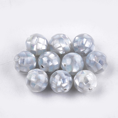 樹脂ビーズ  シェルと  ラウンド  グレー  10~10.5mm  穴：1mm&nbsp;SSHEL-T007-10mm-04-1