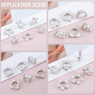180Pcs 6 Styles 2-Hole CCB Plastic Beads Frame&nbsp;CCB-SP0001-10P-1