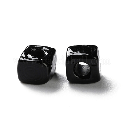 手作りランプワークビーズ  正方形  ブラック  9.5~11.5x10~12x8~8.5mm  穴：3.5~4mm&nbsp;LAMP-Q003-01F-1