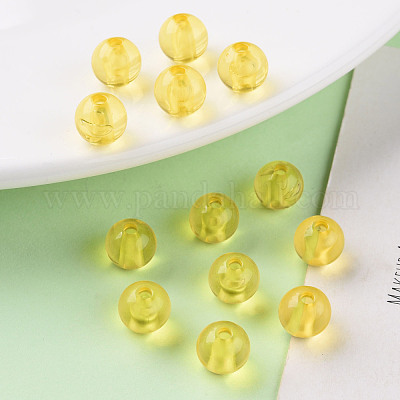 透明なアクリルビーズ  ラウンド  きいろ  8x7mm  穴：2mm  約1745個/500g&nbsp;MACR-S370-A8mm-717-1