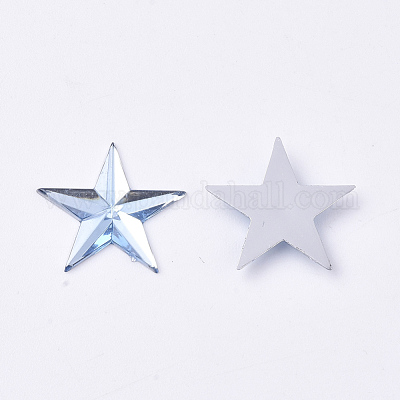 プラスチックカボション  スター  コーンフラワーブルー  13x14x1.5mm  約2000個/袋&nbsp;KY-T012-02G-1