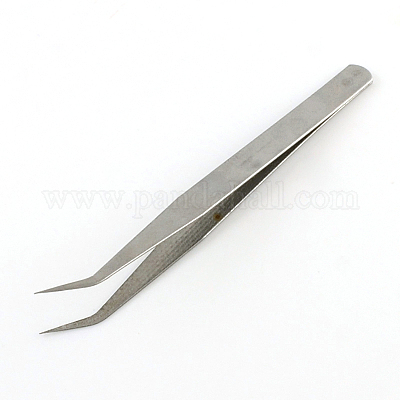 鉄のビーズピンセット  プラチナ  132x9.6x2mm&nbsp;TOOL-R088-01-1