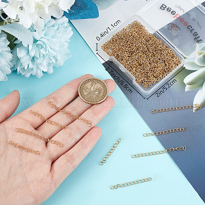 120Pcs 3 Styles 304 Stainless Steel Chain Extender&nbsp;STAS-BBC0008-73G-1