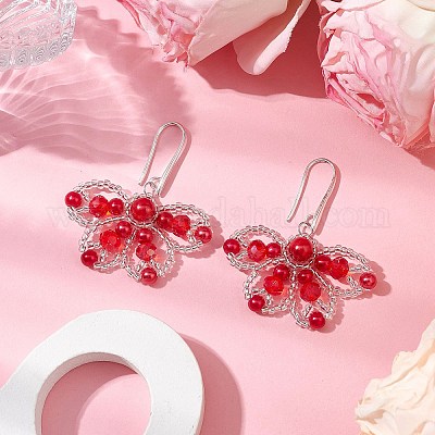 Butterfly Brass Dangle Earrings&nbsp;EJEW-MZ00265-1