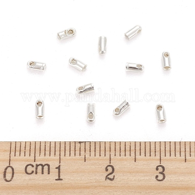 真鍮製コードエンドパーツ  銀色のメッキ  4x1.8mm  穴：0.8mm  内径：1.2mm&nbsp;EC111-1S-1