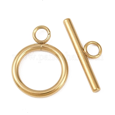 304ステンレススチールトグル留め具  リング  ゴールドカラー  リング：19.5x15x2mm  穴：3mm  バー：22x7x2.5mm  穴：3mm.&nbsp;STAS-L310-02G-1