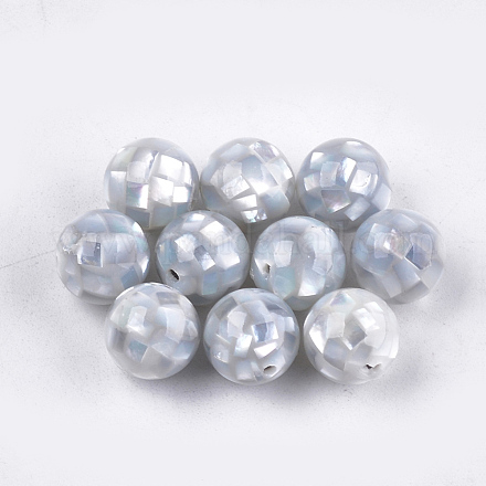 樹脂ビーズ  シェルと  ラウンド  グレー  10~10.5mm  穴：1mm&nbsp;SSHEL-T007-10mm-04-1