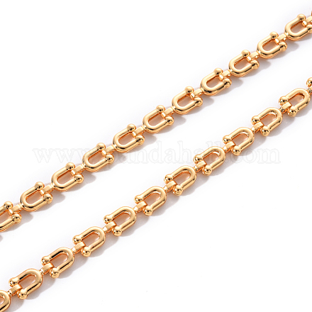 真鍮リンクチェーン  uの形状  溶接されていない  ニッケルフリー  18KGP本金メッキ  9.5x5x2mm&nbsp;CHC-T014-001G-NF-1