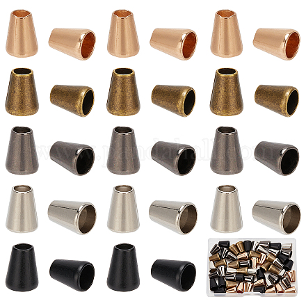 PH PandaHall 54pcs 3 Styles Metal Bell Stoppers, Cord End Locks Conical Cord Stoppers Cone Column Rope Fastener End Stoppers Drawstring Rope Stoppers For Lanyard Clothes Backpack Bag 293866