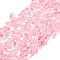 Transparent Glass Beads Strands, Imitation Gemstone, Nuggets, Pink, 2.5~4x3~12x2~4mm, Hole: 0.5mm, 30.71''(78cm)