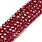 Electroplate Glass Beads Strands, Opaque Solid Color, AB Color Plated, Faceted, Rondelle, Brown, 3.5~3.8x3mm, Hole: 0.4mm, about 105~110pcs/strand, 29~31cm