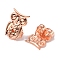 Brass Ear Nuts, Earring Backs, Owl, Rose Gold, 15x9.5x5mm, Hole: 3.5mm