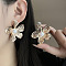Iron Imitation Pearl Stud Earrings, Golden, Flower, 41.7x41.7mm