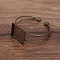 Brass Cuff Bangle Makings, Square Tray Bangle Settings, Antique Bronze, Tray: 26.5x26.5mm, Inner Diameter: 2x2-1/8 inch(5x5.4cm)