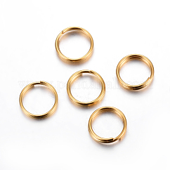 304 Stainless Steel Split Rings, Double Loops Jump Rings, Real 18K Gold Plated, 6x1.4mm, Inner Diameter: 5mm, Single Wire: 0.5mm
