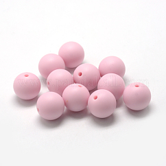 食品グレードの環境に優しいシリコーンビーズ  ラウンド  ピンク  8~10mm  穴：1~2mm