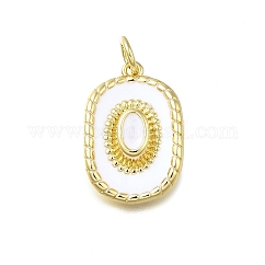 Brass Enamel Pendants, with Jump Rings, Cowboy Hat Charm, Long-Lasting Plated, Lead Free & Cadmium Free, Real 18K Gold Plated, Rack Plating, White, 18x12.5x4mm, Hole: 3mm