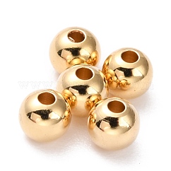 Brass Beads, Cadmium Free & Lead Free, Long-Lasting Plated, Round, Real 24K Gold Plated, 4mm, Hole: 1.2mm