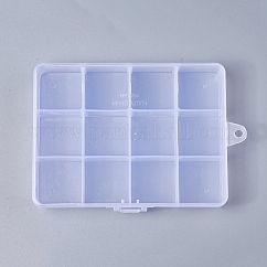 Plastic Bead Storage Containers, 12 Compartments, Rectangle, Clear, 13x10x2.2cm, Hole: 0.5cm