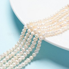 Natural Cultured Freshwater Pearl Beads Strands, Nuggets, Creamy White, 5~6mm, Hole: 0.8mm, about 62pcs/strand, 13.77 inch~14.17 inch
