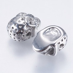 変色しにくい304ステンレススチールビーズ  スカル  ステンレス鋼色  13x9x7mm  穴：1.5mm&nbsp;LS-STAS-I069-33P