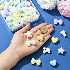 60個 6スタイル UVメッキアクリルビーズ  虹色の  暗闇で光る  混合図形  19~21.5x17.5~32x11~15mm  穴：2.7~3.4mm  10個/スタイル&nbsp;MACR-YW0003-71