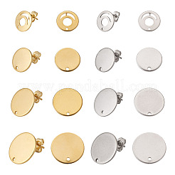 32Pcs 8 Styles 201 Stainless Steel Stud Earring Findings&nbsp;STAS-TA0001-93