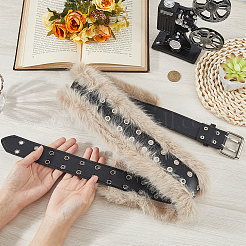 Black Imitation Leather Faux Fur Chain Belts for Women&nbsp;AJEW-WH20006-388A-02
