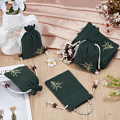 24Pcs Flower Printed Cotton & Linen Sachet Drawstring Pouches&nbsp;ABAG-PH0001-70B