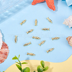 真鍮製チャーム12個  魚  18KGP本金メッキ  14.5x5.5x4mm  穴：1.4mm&nbsp;KK-TA0002-56