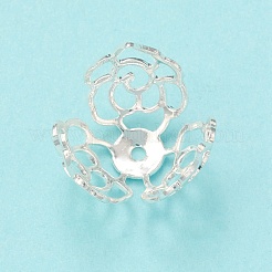 真鍮製ビーズキャップ  3  - 花びらの花  銀  16x11.5mm  穴：1.4mm&nbsp;KK-P228-02S