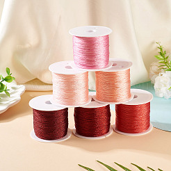 6ロール 6色6本撚りポリエステルメタリック糸  刺繍やDIYの編み込みブレスレット作りに  ミックスカラー  0.4mm  約54.68ヤード（50m）/ロール  1色/ロール&nbsp;OCOR-TA0003-11B