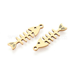 ステンレスペンダント201個  魚の骨  レーザー切断  イオンプレーティング（ip）  18KGP本金メッキ  19x5x1mm  穴：1.2mm&nbsp;STAS-T066-90G