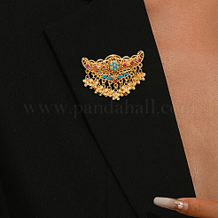 Alloy Pave Cubic Zirconia Filigree Tassel Brooches&nbsp;AL6774