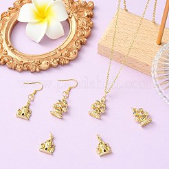 6Pcs 2 Styles Ferris Wheel & Castle Brass Micro Pave Cubic Zirconia Pendants&nbsp;KK-CJ0005-74