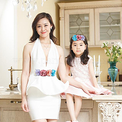 Polyester Waist Chain Belts and Headbands with Imitation Pearl&nbsp;DIY-WH0308-150C