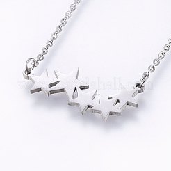 変色しにくい304ステンレススチール製ジュエリーセット  スタッドピアスとペンダントネックレス  スター  ステンレス鋼色  18.9インチ（48cm）  スタッドピアス：13x6x1.2mm  ピン：0.8mm&nbsp;SJEW-O090-16P