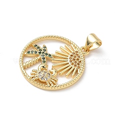 Brass Micro Pave Cubic Zirconia Pendants&nbsp;KK-S337-08G-G
