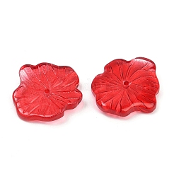 透明ガラスビーズ  蓮の葉  焼き付け塗料  レッド  20x19.5x4.5~5mm  穴：1.2mm&nbsp;DGLA-E004-02F