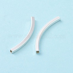 925純銀製のチューブビーズ  カーブチューブ  正方形  銀  30x2x2mm  穴：1.2mm  約17個/10g&nbsp;STER-D035-14S