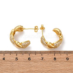 真鍮マイクロペーブクリアキュービックジルコニアスタッドピアス  ハート  カドミウムフリー＆鉛フリー  ラックめっき  長持ちメッキ  ゴールドカラー  19.5x8mm&nbsp;EJEW-D322-07G-01
