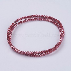 電気メッキガラスビーズセット  パール光沢メッキ  多面カット  ロンデル  ファイヤーブリック  3~3.5x2~2.5mm  穴：0.8mm  約110個/連  32cm&nbsp;GLAA-F077-PL05